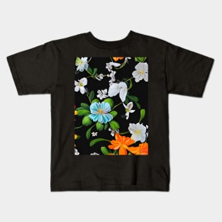 Colorful meadow flowers on a dark background II Kids T-Shirt